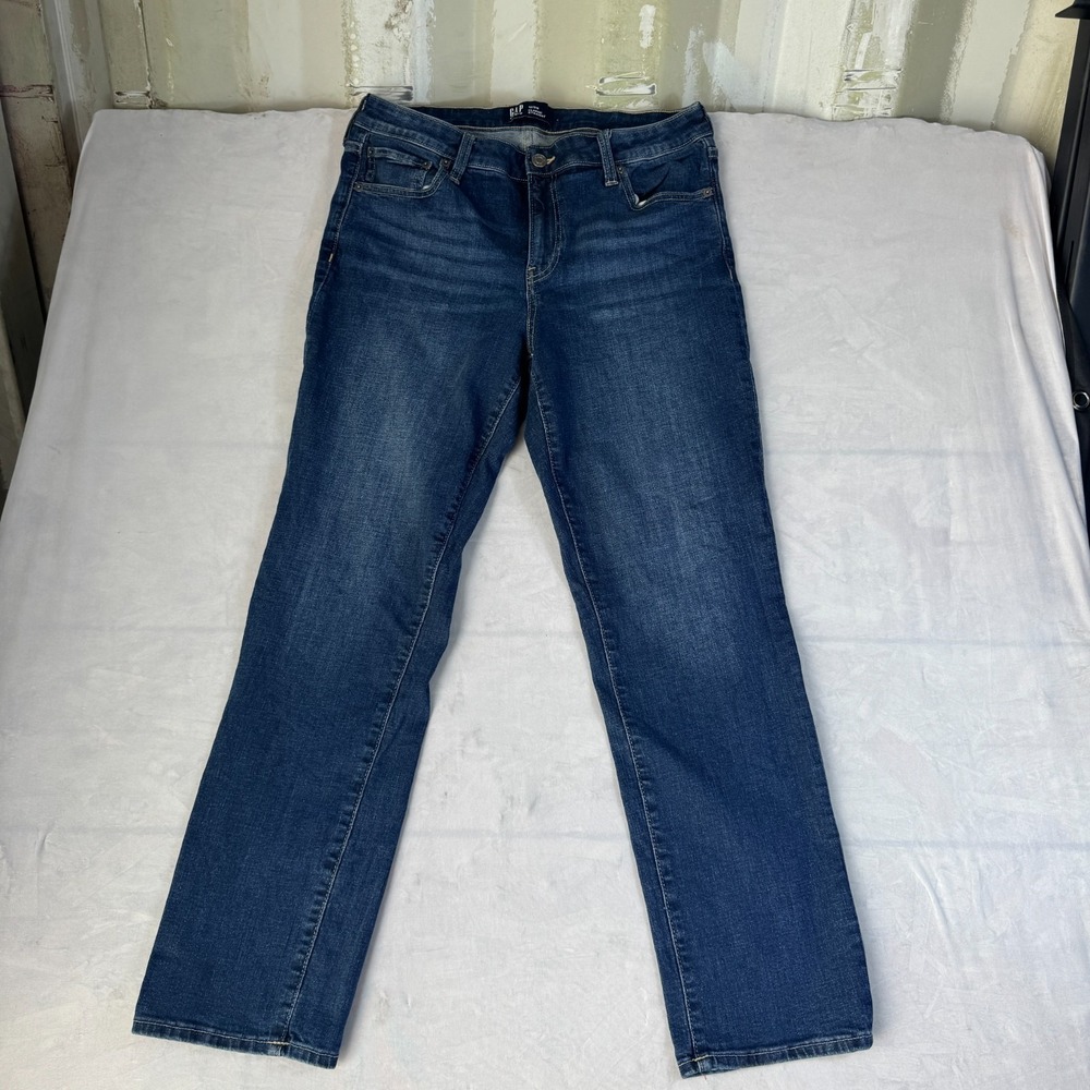 Gap Womens Classic Straight Jeans Blue Denim Whisker Classic 5 Pocket 12/31R